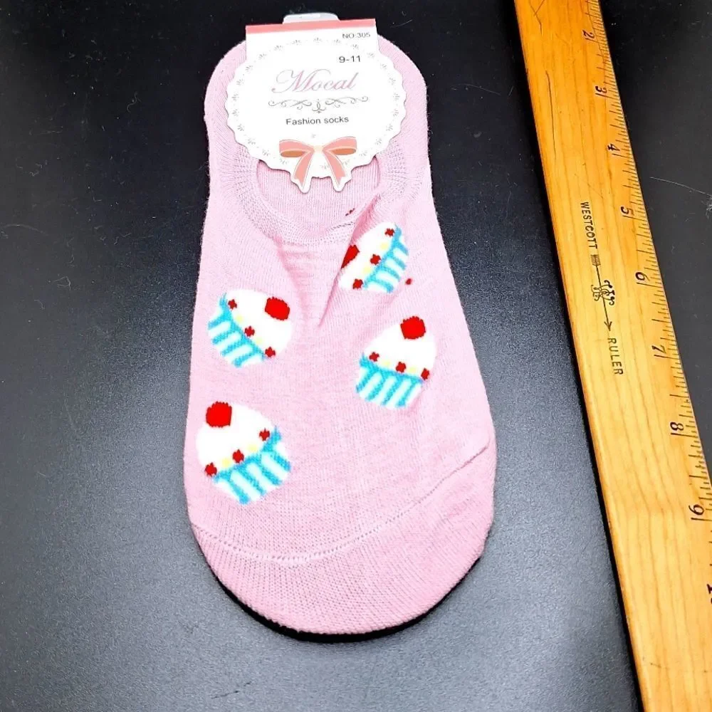 WOMEN'S pink ankle cupcake socksnovelty accessory
